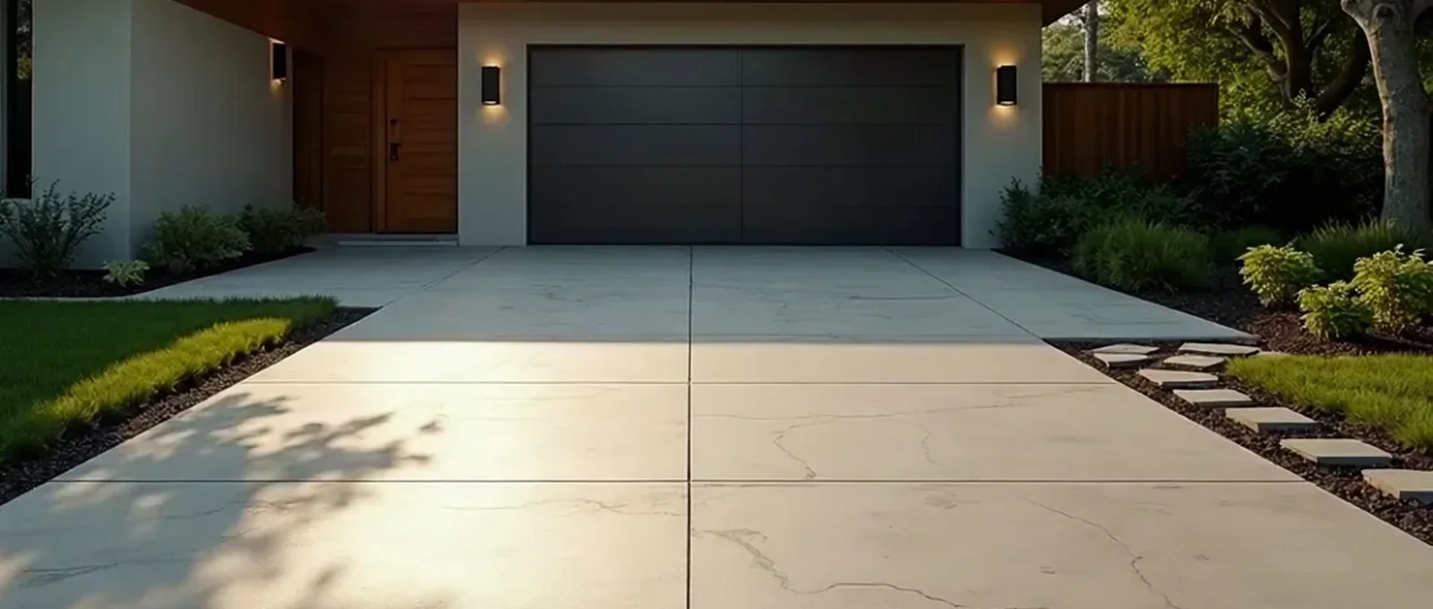 Finished concrete driveway at an Cuyahoga Falls, Ohio home